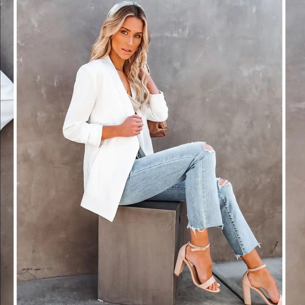 VICI UPTOWN GIRL POCKETED BLAZER - WHITE